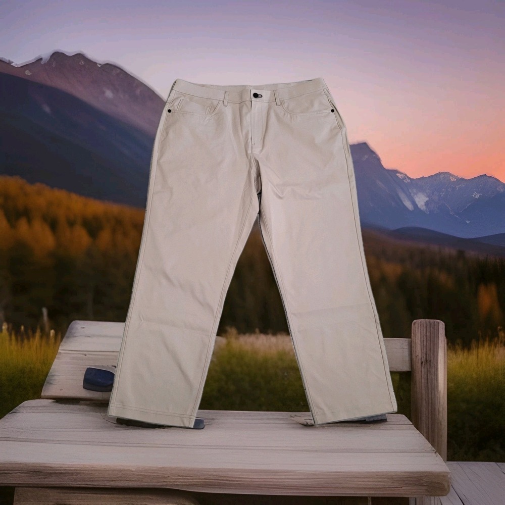 🌲Public Rec Gamechanger Pants Men 36x28 Tan 5-Pocket Stretch Performance Golf